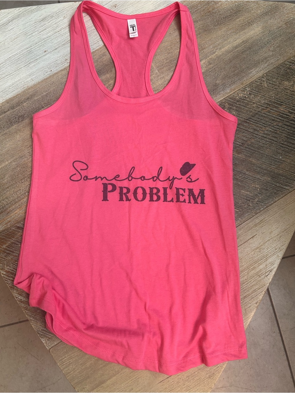 Next Level Apparel Pink Racerback Tank with 'Somebody's Problem' Graphic